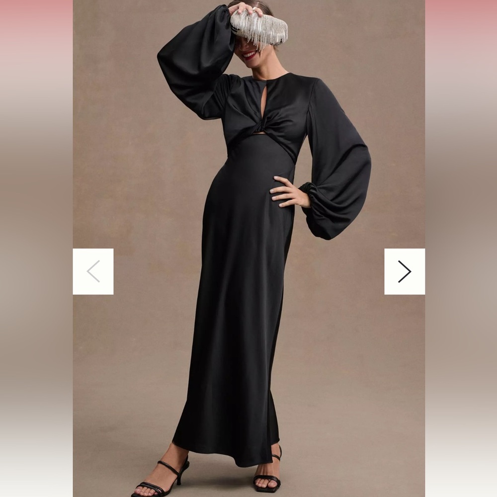 Anthropologie Significant Other Demi Backless Long-Sleeve Column Gown 2 Black